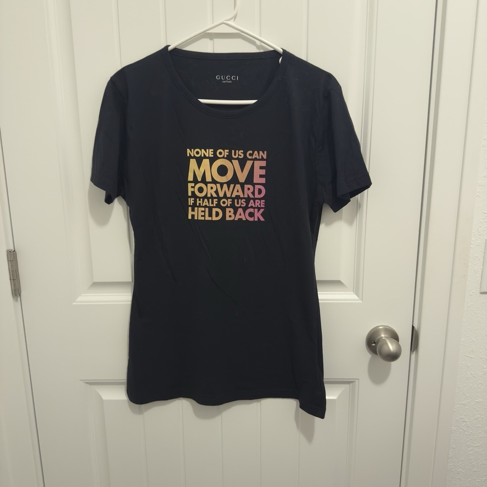 Gucci Parfums Women's Black Chime For Change Tee Size L